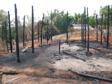 Homes burnt by the Burma Army