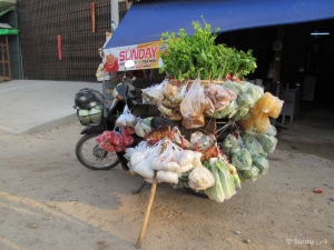Motorbike loaded with food